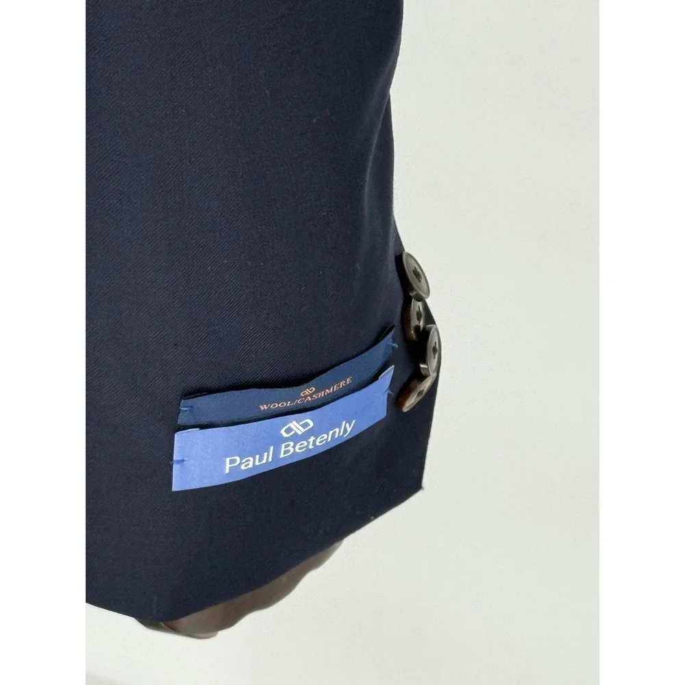 Paul Betenly Men's 40L Navy Blue Wool Cashmere Button Blazer Jacket-Ronaldo N